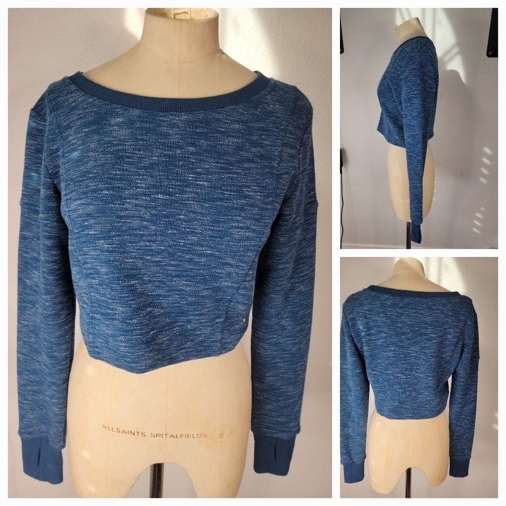 Buff Bunny Crop Gold Digger Sweater Sz S Blue Sweatshirt
